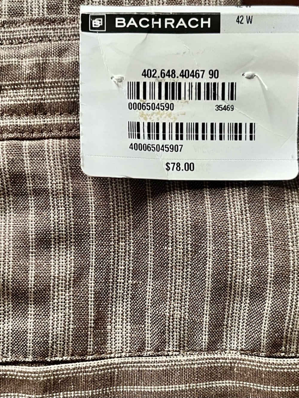 Bachrach Tan and Cream Vertical Stripe Dress Pants